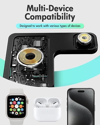 Wireless Charger iPhone Charging Station: 3 in 1 Charger Stand Multiple Devices for Apple - iPhone 17 16e 16 15 14 Pro Max 13 12 11 - Watch 10 9 8 7 6 5 4 3 2 SE and Ultra Series - Airpods 4 3 Pro thumbnail 7