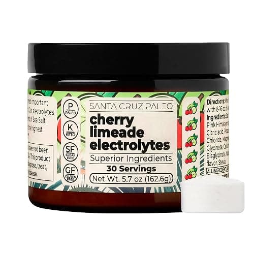Santa Cruz Paleo Electrolyte Powder, Cherry Limeade, Sugar Free Hydration Drink Mix with Himalayan Pink Salt, Sea Salt, Magnesium Glycinate, Potassium Chloride, Sweetened with Stevia, 30 Servings thumbnail 8