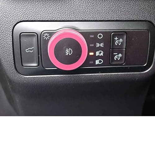 HDUFC for Ford Bronco Sport 2025-up (not Suitable for Bronco) Alloy car Interior Accessories, Shift knob Cover, Switch Button Cover, Headlight, Volume, 4WD knob Cover, 5-Piece Set (Pink) thumbnail 2