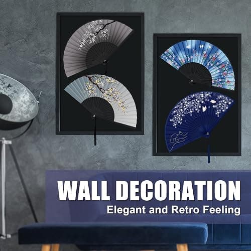 WEARXI Handheld Fan, 4 PCS Hand Fan, Chinese Folding Fan for Women Foldable, Silk Bamboo Hand Held Fan, Paper Hand Fan thumbnail 3
