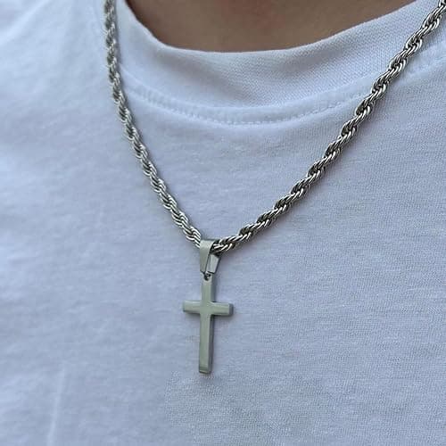 ShiWuYou Men's Stainless Steel Nail Cross Pendant Necklace, Cross Necklace for Men,Stainless Steel Cross Necklaces, for Christian Birthday Christmas Easter Gifts Thanksgiving Day thumbnail 7
