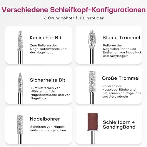 COSLUS Kabellos Tragbar Nagelfräser, 11 in 1 Profi Maniküre und Pediküreset, Nagelfeile für Gelnägel und Acrylnägel, Nagelformen, Entfernen von Hornhaut thumbnail 8