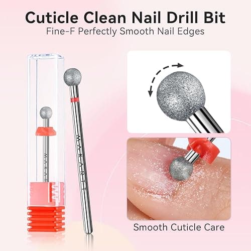 Makartt Nail Drill Bit - Ball Shape Cuticle Safety Carbide 3/32''(Fine - F) | Diamond Professional Nail Bit Nail Cleaner for Dead Skin Nail Prepare Two Way Rotate Manicure Nail Salon Supplies thumbnail 2