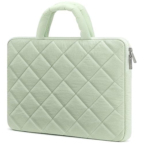 RAINYEAR Puffy Laptop Sleeve Case, 14-15 Inch Protective Padded Waterproof Lightweight Laptop Bag Briefcase for 14-15 Inch MacBook Computer Chromebook Notebook, Green - Image 1