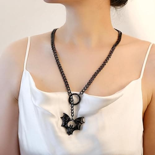 Slip Chain Necklace for Women Gothic Punk Black Stain Steel Lariat Y Necklaces Wrap Choker Necklace with Bar Pendant Punk Rock Collar Choker statement handmade jewelry gift thumbnail 2