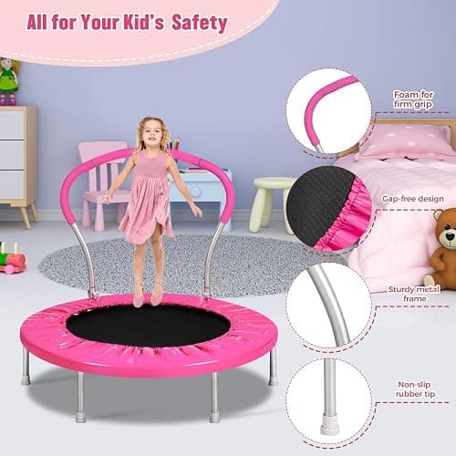 Lyromix 36-Inch Kids Trampoline with Handle - Indoor Mini Tranpoline for Toddlers, Small Fitness Rebounder for Indoor and Outdoor Use thumbnail 4