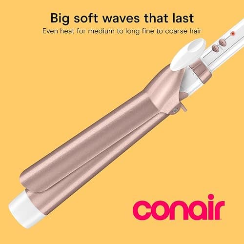Conair Long Barrel Curling Iron, Double Ceramic, 1 1/2", White/Rose Gold | Extra-long hair curler and hair waver for every hair type with 30 heat settings, built-in heat protection & auto-off thumbnail 2