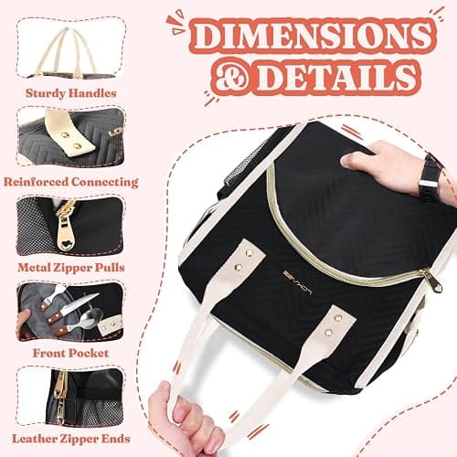 Lunch Bag Women Insulated Lunch Box Wide-Open Lunch Tote Bag Large Drinks Holder Durable Nylon Thermal Snacks Organizer for Men Adults Work Picnic Hiking Beach Fishing, Pink Wavy thumbnail 5