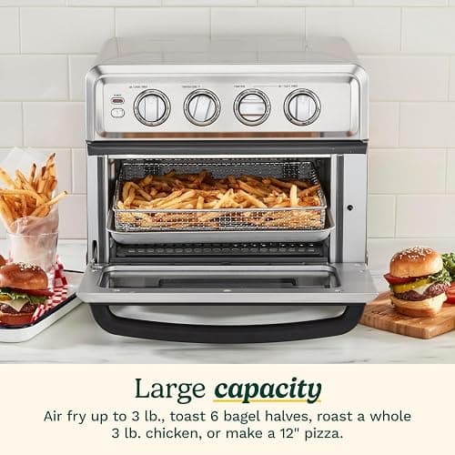 Cuisinart Air Fryer Toaster Oven with Grill, 1800W 8-1 Air Fryer Oven with Bake, Convection Bake, Grill, Broil and Warm Options, Large Capacity, 60-Minute Timer, TOA-70NAS, Stainless Steel thumbnail 4