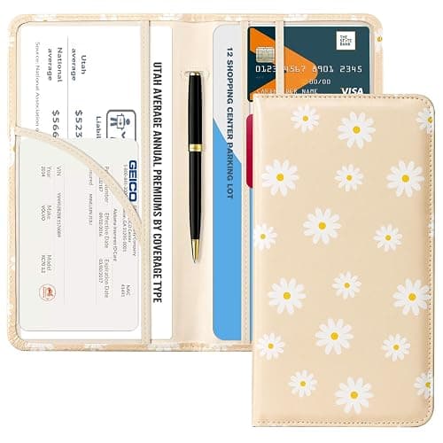 CoBak Car Registration and Insurance Holder - Vehicle Glove Box Car Organizer,Auto Truck Comparment Accessories Case with Magnetic Closure for Essential Document,Driver License,Cards - Image 1