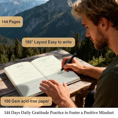 COMIX Gratitude Journal for Women Men, 5 Minute Daily Gratitude Practice, Daily Guided Prompts for Positive Thinking, Self-Reflection, and Personal Growth - Undated Planner,Beige thumbnail 6