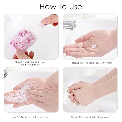 300pcs Portable Hand Washing Soap Sheets, Scented Mini Soap Sheets, Disposable Soluble Soap for Outdoor Travel, Camping, Hiking (Mix) - Mix thumbnail 4