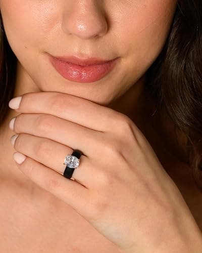 Rinfit Silicone Ring with Stone - Oval Cut Cubic Zirconia Solitaire Engagement Ring for Women - Rubber Wedding Bands - Patented Design thumbnail 8