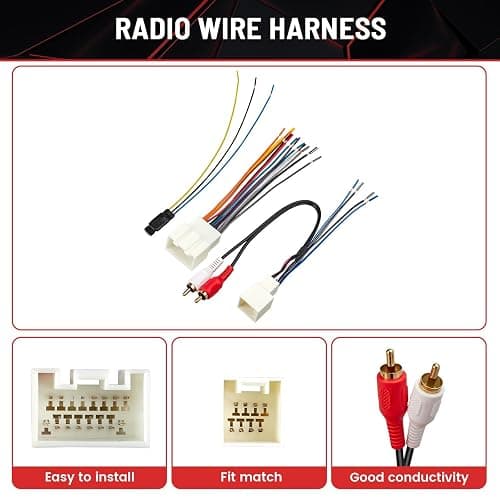 RED WOLF Radio Wiring Harness RCA Plug with 12V to 5V Step Down Converter Kit for 2000-2004 Ford Mustang Explorer, Lincoln 1999-2003 Aftermarket Radio CD Player Receiver Amplifier Sound System thumbnail 4