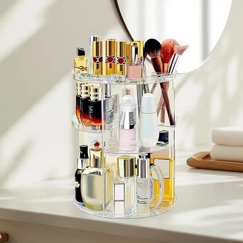 360 Rotating Makeup Organizer for Vanity Adjustable Cosmetic Display Case Large Capacity Skincare Organizers Perfume Organizer Spinning Holder for Countertop Vanity and Bathroom thumbnail 2