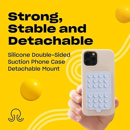OCTOBUDDY Double - Silicone Double-Sided Suction Phone Case - Baby Blue | Detachable Mount - Hands-Free, Strong Grip Holder for Selfies & Videos - iPhone & Android Compatible - 2.5″ x 3.75″ thumbnail 2