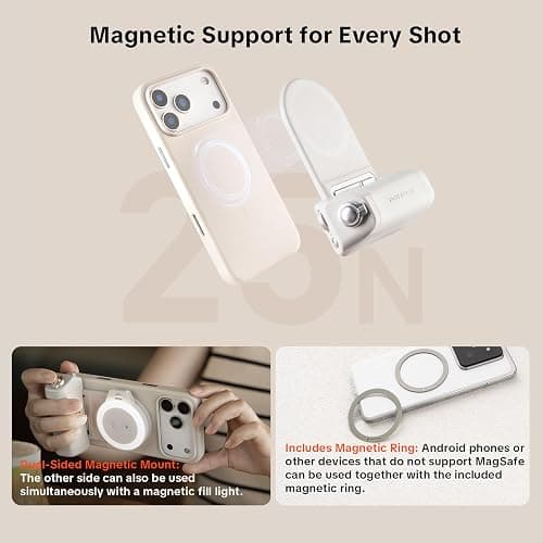 PGYTECH MagCam 2 Impugnatura per Smartphone Kit Modulare 3-in-1, Telecomando Bluetooth, Impugnatura di Ricarica e Supporto Wireless Magnetico MagSafe, per iPhone 12–17/Android 14 (Nero) thumbnail 3