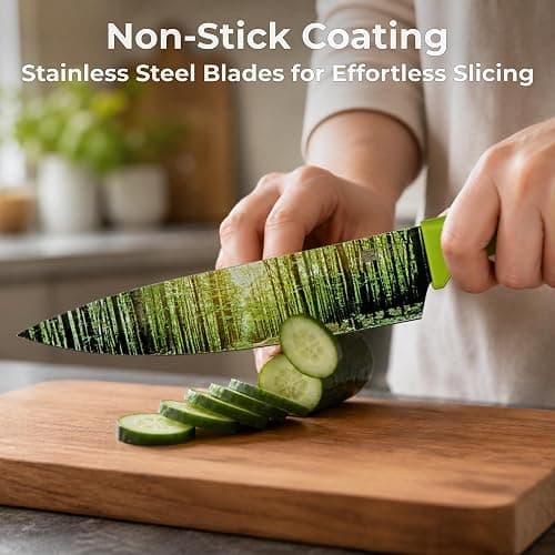 CHEF'S VISION Landscape Kitchen Knife Set – 6-Piece Stainless Steel Knives with Non-Stick Coating, Dishwasher Safe, Nature Design, Unique Gift for Nature Lovers thumbnail 4
