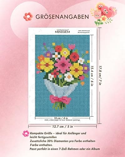 forever young Minigem Diamond Art Flowers Kits for Beginners, 8 Pcs Flower Resin Square Drill Diamond Painting Kits for Adults, 2-Hour Canvas Flower Small Diamond Art Kits for Adults (5x7 Inch) thumbnail 7
