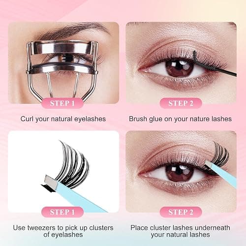 GEMERRY Lash Clusters Kit 565Pcs Eyelash Extensions Kit Individual Lashes D Curl Fluffy Wispy False Eyelashes with Lash Bond and Seal and Tweezers(30D+40D+50D+60D+80D+100D, 8-16mm) thumbnail 7