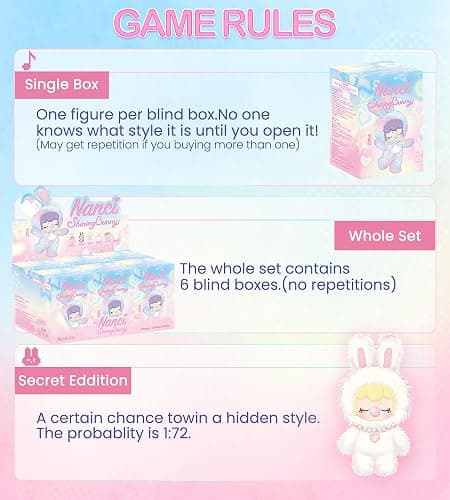 Rolife Nanci Plush Doll Shining Bunny Series, 1PC Random Design Cute Rabbit Plush Toy Action Figure, Creative Collectible Toys for Holiday Birthday Gift thumbnail 9