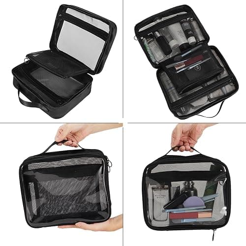 UEOE TSA Approved Toiletry Bag, Clear Makeup Bags with Multi Layer Mesh Pockets, Portable Large Capacity PVC Cosmetic Bags with Zipper for Travel Essentials thumbnail 4