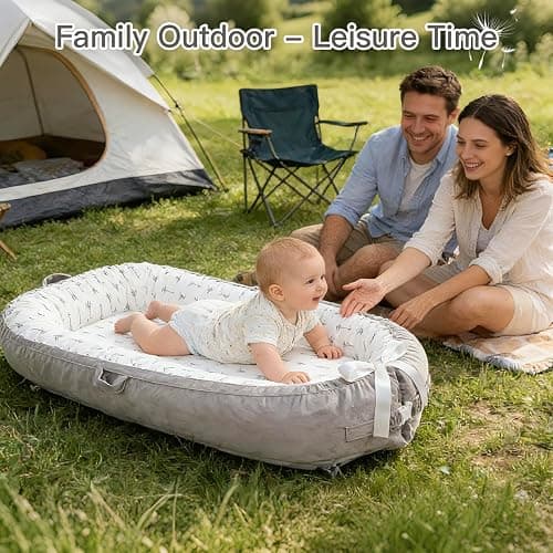 Baby Lounger | Organic Cotton Infant Floor Lounger | Reversible, Adjustable & Portable | 2 Assorted Promotional Colors (Gray Arrow & White Arrow) - Random Delivery, Please Confirm Before Ordering thumbnail 8