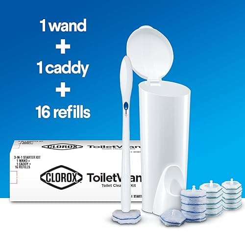 Clorox Original Toilet Cleaning System - ToiletWand, Storage Caddy and 16 Refill Heads, Dorm Room Essentials, - 16 Count (Pack of 1) thumbnail 3