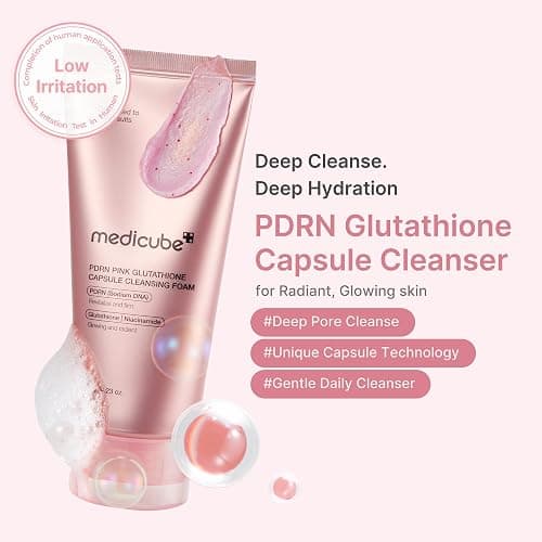 medicube Facial Cleanser PDRN Pink Glutathione Capsule Foam Cleanser | Daily Face Wash for Pore Care, Uneven Skin Tone, Texture | Hydrating & Nourishing Deep Cleansing | Korean Skincare, 4.23 oz thumbnail 2
