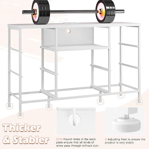 White Dresser for Bedroom with LED Lights & Charging Station, Dresser TV Stand for Bedroom with 8 Drawer for 55 inch TV, Fabric Dressers & Chests of Drawers with Open Shelves for Hallway Entryway thumbnail 9