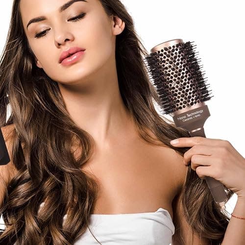 FIXBODY Hair Brush, Round Brush for Blow Drying, Curling, Styling, Nano Thermal Ceramic & Ionic Tech, Boar Bristle, 3.3 inch, 2 inch Barrel, for Women, Volume & Shine, Brown, Hair Brush for Thick Hair thumbnail 8