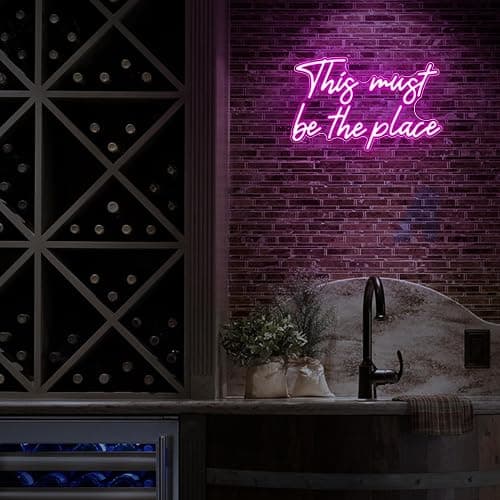 Kavaas This Must Be the Place Neon Signs 16.5" x 10.3", Pink LED Light Up Signs for Wall Decor | This Must Be The Place Sign for Bedroom, Bar, Cafe, Office, Man Cave thumbnail 7