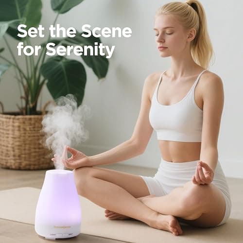 InnoGear Essential Oil Diffuser, Ultrasonic Diffusers for Home Aromatherapy Humidifier for Bedroom Room 7 Colors LED 2 Mist Mode Auto Off, Basic White thumbnail 7