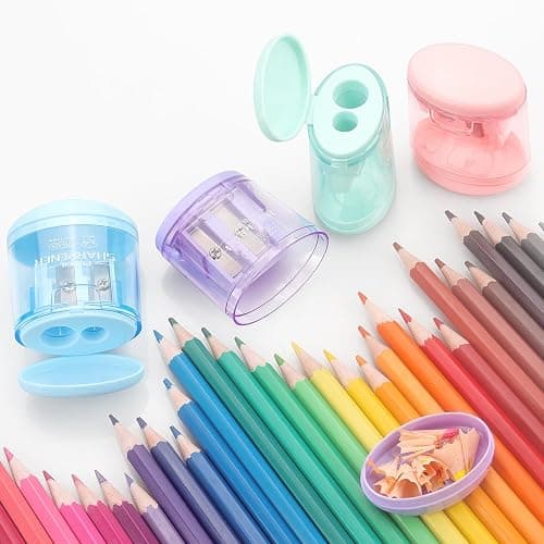 Tamaki Pencil Sharpeners Manual Dual Holes, 4 Pack | Compact Colored Handheld Pencil Sharpener for Kids, School, Office thumbnail 6