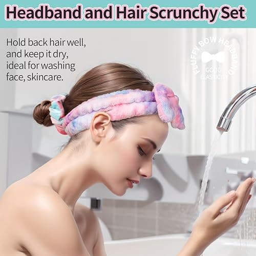 LEOBRO Spa Headband, Makeup and Skincare Headbands for Women, Headband for Washing Face, Face Wash Skin Care Make Up Headbands, with Hair Scrunchies, Christmas Gifts for Teens, Girls, Women thumbnail 4