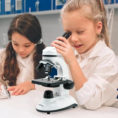 Microscope for Kids Starter Adults 64X-1280X Metal Monocular Microscope for Students School Home Education LED Lights Phone Holder Microscope Kit thumbnail 7
