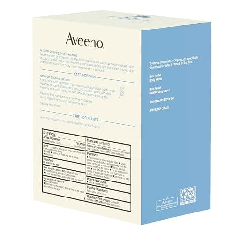 Aveeno Soothing Bath Treatment, Eczema, Dry Skin Relief, Colloidal Oatmeal Bath, Cleanser, Fragrance Free, 8-pack, 42 gram thumbnail 7