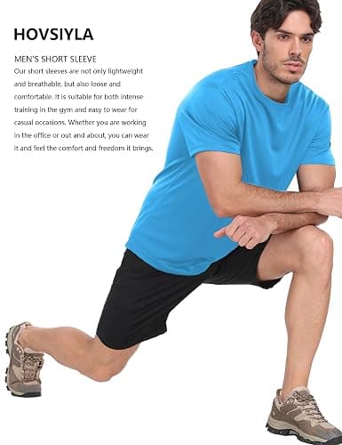 HovSiyla 1/5 Pack Workout Shirts for Men Athletic Running Gym Quick Dry Short Sleeve Performance Moisture Wicking T Shirt thumbnail 3