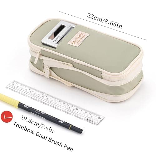 EASTHILL Big Capacity Pencil Case Large Pencil Pouch Stationery Pen Bag for Teen Girls-Green thumbnail 4