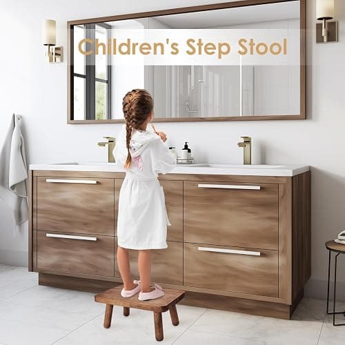 Jurath Wooden Step Stool for Adults Office's Step Stool Heavry Duty Stepping Stools for Office, Bedroom, Garden, Bathroom with Four Detachable and Assembled Legs Chocolate Brown (Classic 6.3" inch) thumbnail 2