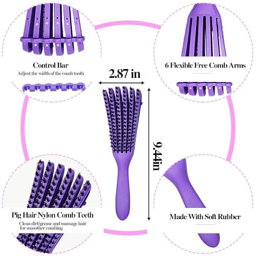 12Pcs Detangling Brush Set for Curly Hair, Curly Hair Brush with Sleep Bonnet Afro America/African 3a to 4c Texture, Easier and Faster on Wash Days thumbnail 3