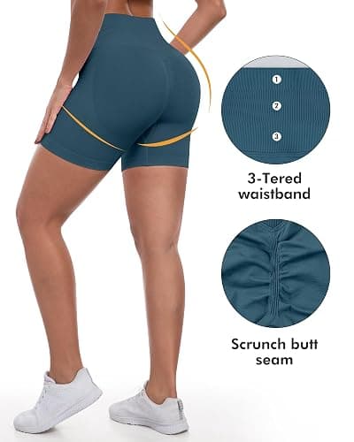 ATHVOTAR Workout Gym Shorts Women, High Waisted Seamless Butt Lifting Scrunch Butt Sports Shorts thumbnail 2