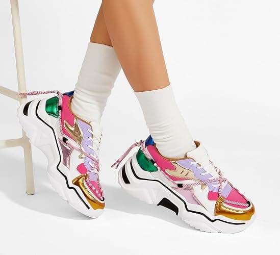 LUCKY STEP Women's Platform Colorful Fashion Sneakers Retro Colorblock Stylish Cute Chunky Dad Walking Shoes thumbnail 2