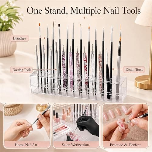 Nail Art Tool Organizer, Nail Technician Gifts, Nail Brush Holder, Storage for Storing Pro Beauty Finger Nailcare Art Kit Tools Makeup Display Case Refillable Container Holder Organization (1, 24) thumbnail 5