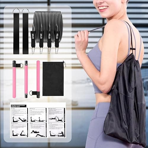 Bbtops Pilates Bar Kit with Resistance Bands,Pilates Bar with Stackable Bands Workout Equipment for Legs,Hip,Waist and Arm,Exercise Fitness Equipment for Women & Men Home Gym Yoga Pilates thumbnail 5
