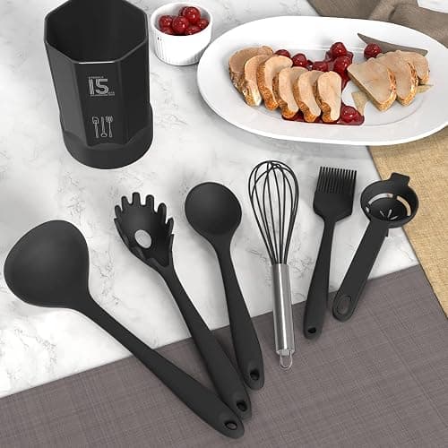 AOTHOD Silicone Cooking Utensils Set - 446°F Heat Resistant Kitchen Utensils,Turner Tongs,Spatula,Spoon,Brush,Whisk,Kitchen Utensil Gadgets Tools Set for Nonstick Cookware,Dishwasher Safe (BPA Free) thumbnail 8