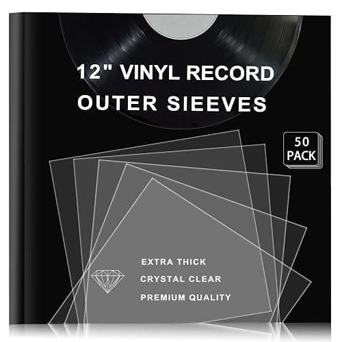 Vinyl Record Outer Sleeves 50 Pack for 12 inch Records, Loose fit, Clear Cover Protective, 3mil+ Thick, Fit for Single & Double LP Storage - Image 1