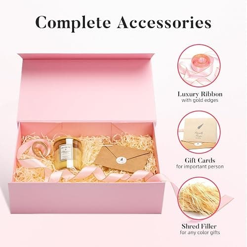 LIFELUM Pink Gift Box 13.85'' x 8.35'' x 4.45'' Gift for Valentines Large Gifts Boxes for Presents Birthday Magnetic Box for Gifts with Luxury Filler,Card, Ribbon,Sticker 1 Pack thumbnail 7