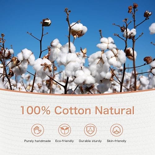 ECDYQXVU Cotton Rope Shelf Storage Basket, 15x10x9 in, Shelf Storage Baskets for Clothes, Toys, Towels, Books, Laundry (White, 1 Pack) - 1 Pack - White thumbnail 8