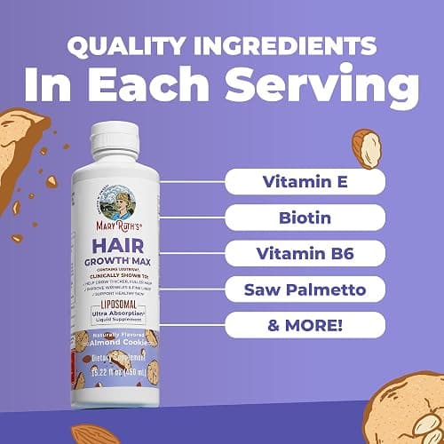 MaryRuth Organics Women's Hair Growth MAX Liposomal | with Lustriva® + Biotin 10000mcg + Pumpkin Seed Oil | Thicker Hair | Hair Care | Wrinkles, Fine Lines, Skin Care | Ages 18+ | 15.22 Fl Oz thumbnail 5